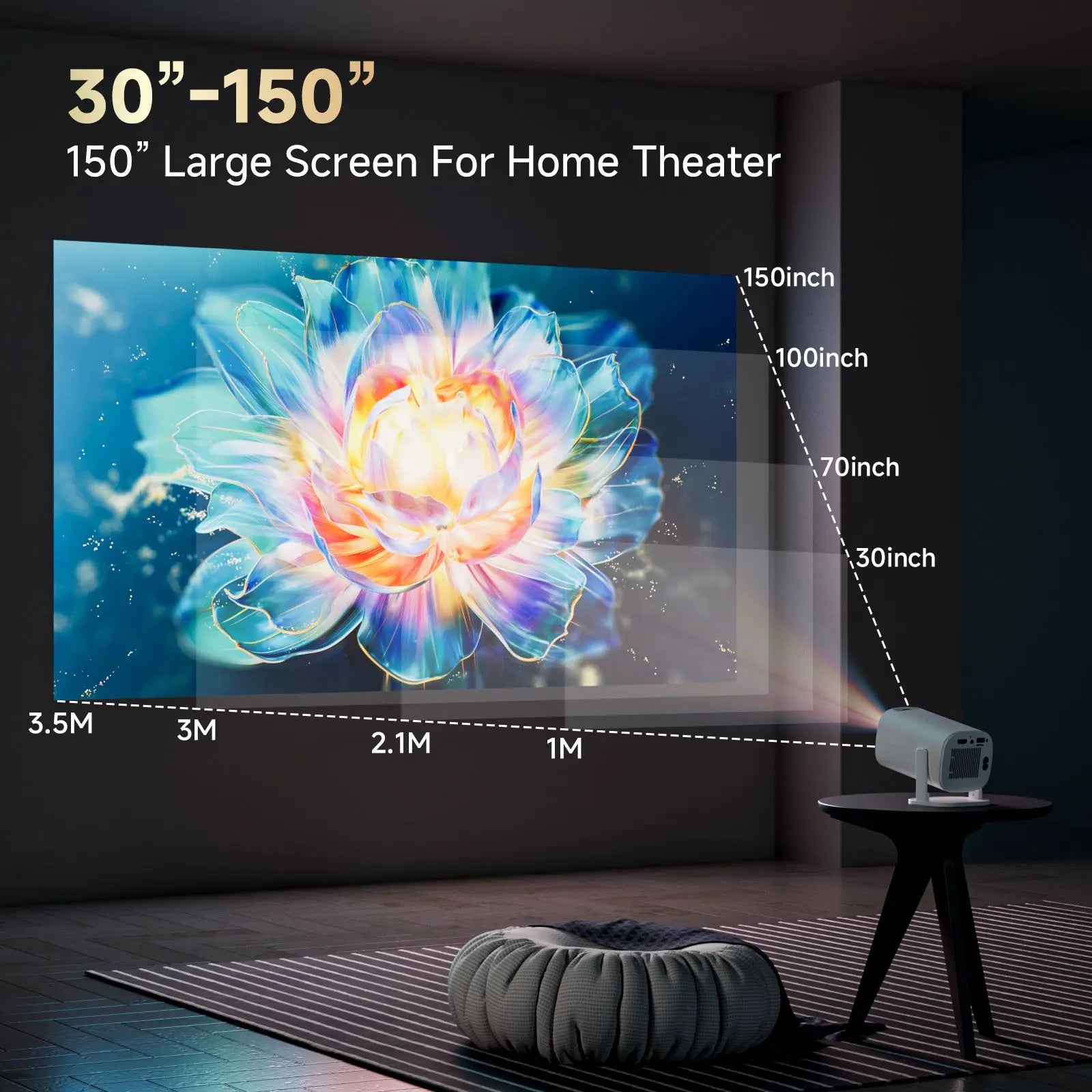 P30 PRO Smart Mini Projector Android 14 WiFi6 BT 5.0 Supports 4K 1280 * 720P Video Smart Home Theater Outdoor Portable Projector