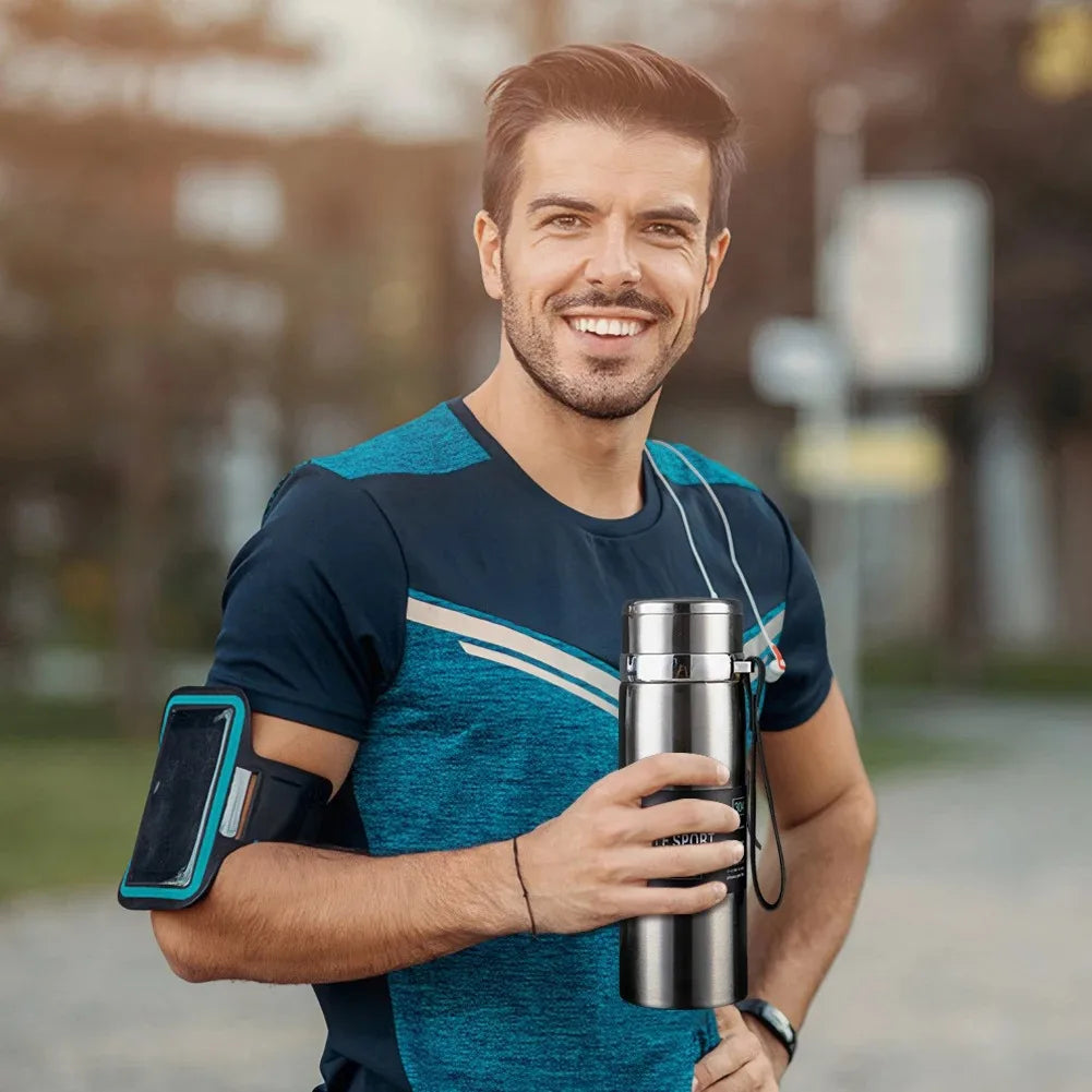 Botella Térmica de Acero Inoxidable 1L - Mantiene Frío 24h y Caliente 12h