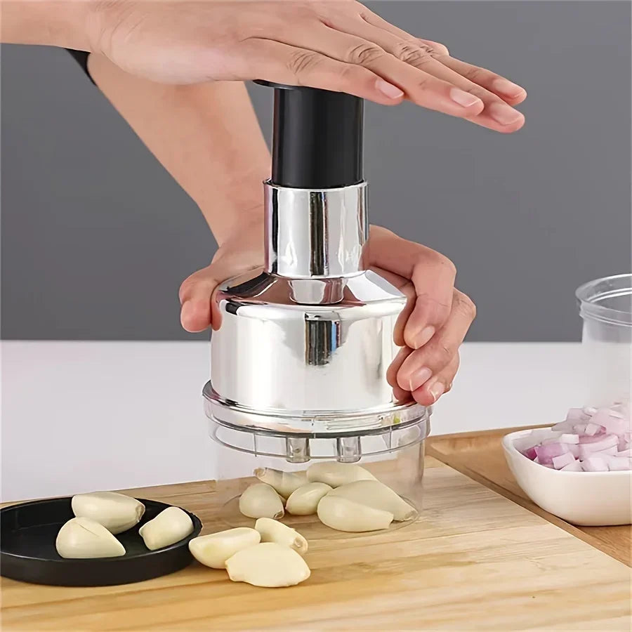 Prensador de Ajo Manual de Acero Inoxidable 304 - Cortador Vertical Multifuncional
